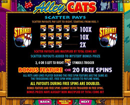 Alley Cats Paytable Screenshot
