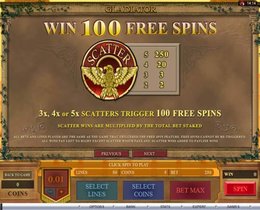 Gladiator Paytable Screenshot